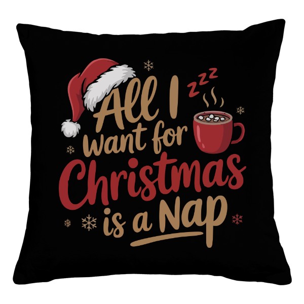 Polštář bavlněný s potiskem All I want for Christmas is a nap