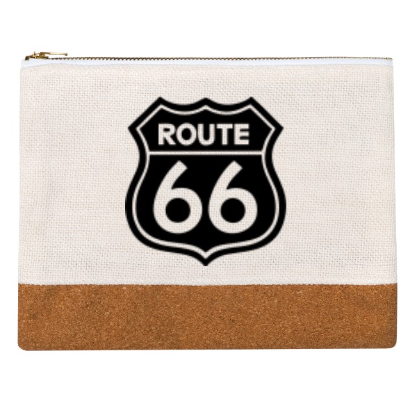 Penál lněný s potiskem Route 66